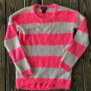 Pink and white super comfy fuzzy sweater
